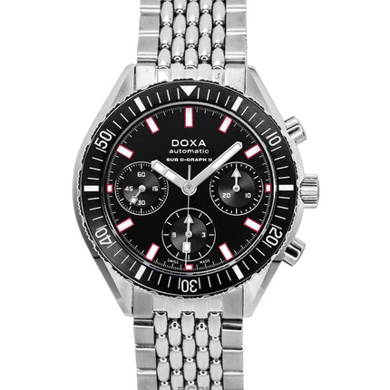 Montre de plongée automatique Doxa Sub 200 C-Graph II Sharkhunter pour homme, cadran noir, 797.10.101.10, 200 m, avec bracelet supplémentaire