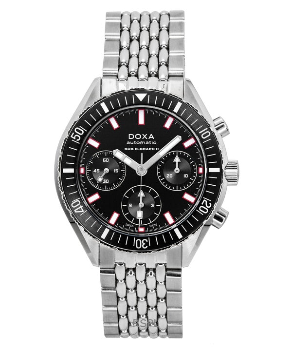 Montre de plongée automatique Doxa Sub 200 C-Graph II Sharkhunter pour homme, cadran noir, 797.10.101.10, 200 m, avec bracelet supplémentaire