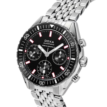 Montre de plongée automatique Doxa Sub 200 C-Graph II Sharkhunter pour homme, cadran noir, 797.10.101.10, 200 m, avec bracelet supplémentaire