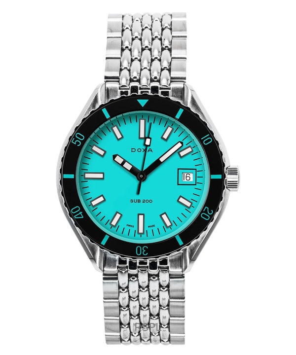 Montre de plongée automatique Doxa SUB 200 pour homme, cadran turquoise aigue-marine, 799.10.241.10, 200 m, avec bracelet supplémentaire