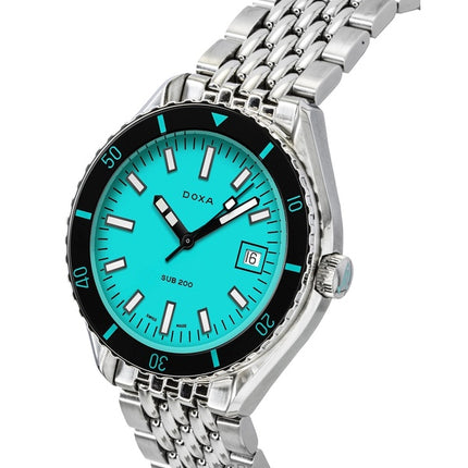 Montre de plongée automatique Doxa SUB 200 pour homme, cadran turquoise aigue-marine, 799.10.241.10, 200 m, avec bracelet supplémentaire