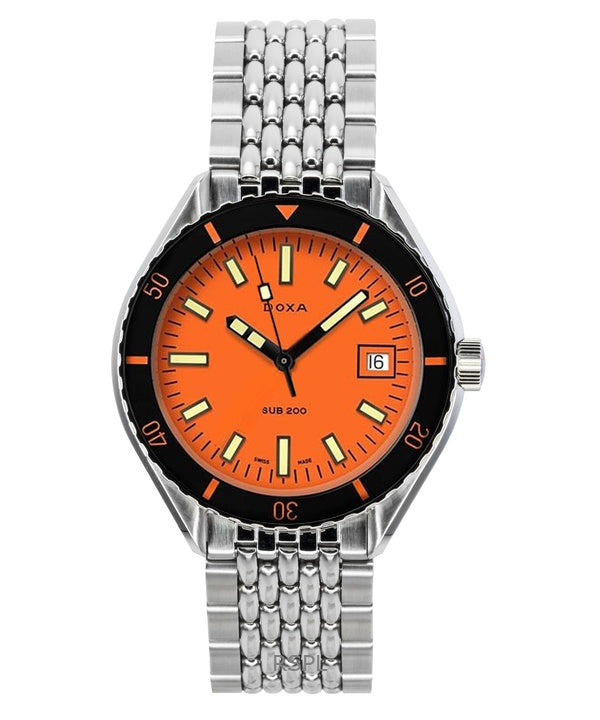 Montre de plongée automatique Doxa SUB 200 Professional en acier inoxydable, cadran orange, 799.10.351.10, 200 m, avec bracelet supplémentaire