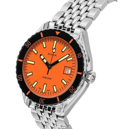 Montre de plongée automatique Doxa SUB 200 Professional en acier inoxydable, cadran orange, 799.10.351.10, 200 m, avec bracelet supplémentaire