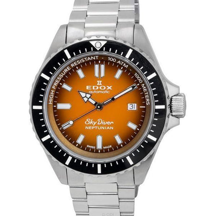 Montre Edox Skydiver Neptunian Orange Dial Automatic Diver',s 801203NMODN 1000M pour homme