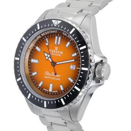 Montre Edox Skydiver Neptunian Orange Dial Automatic Diver',s 801203NMODN 1000M pour homme