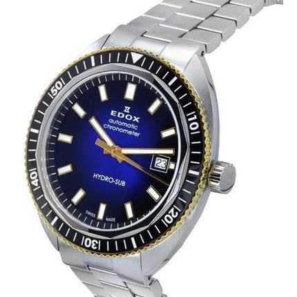 Montre pour homme Edox Hydro-Sub Date ChronometerÉdition limitée Cadran bleu Automatique Diver 80128 357JNM BUDD 300M
