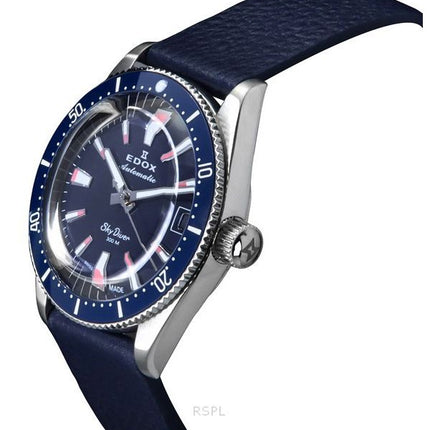 Montre de plongée automatique Edox Skydiver Limited Special Blue Dial 80131 3BUC BUICO 300M pour homme avec bracelet supplémenta
