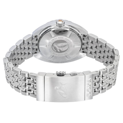 Montre homme Doxa SUB 200T Sharkhunter en acier inoxydable, cadran noir, mouvement automatique, étanche à 200 m (réf. 804.10.101.10).
