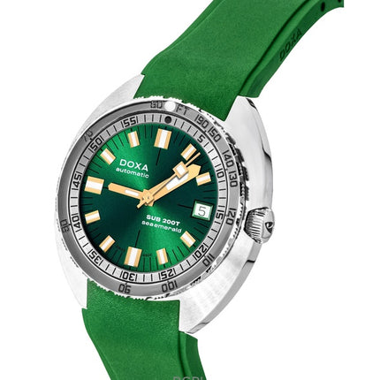 Montre de plongée automatique Doxa SUB 200T Sea Emerald pour homme, bracelet en caoutchouc, cadran vert, 804.10.131S.26, 200 m, avec bracelet supplémentaire