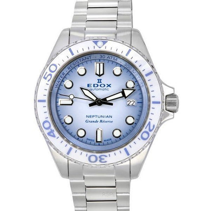 Montre pour homme Edox Neptunian Grande Reserve Date cadran bleu automatique 80801 3BBUM BUCDN 300M