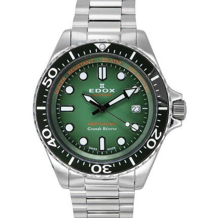 Montre pour homme Edox Neptunian Grande Reserve Date cadran vert automatique 80801 3VM VDN 300M