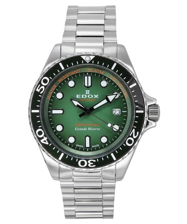 Montre pour homme Edox Neptunian Grande Reserve Date cadran vert automatique 80801 3VM VDN 300M