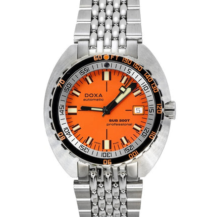 Montre de plongée automatique Doxa SUB 300T Aristera Professional à cadran orange 840.10.351.10 1200 m pour homme avec bracelet supplémentaire