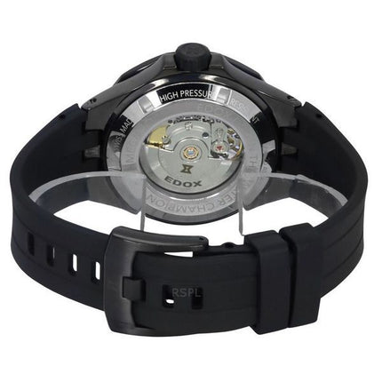Montre de plongée automatique Edox Delfin The Original Mecano avec bracelet en caoutchouc et cadran noir 85303 357GN NGN 200M po