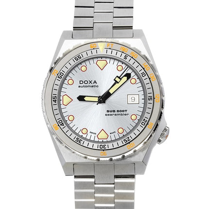 Montre de plongée automatique Doxa SUB 600T Searambler en acier inoxydable avec cadran blanc, 862.10.021.10, 600 m, pour homme