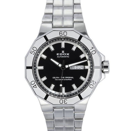 Montre pour homme Edox Delfin The Original Day Date avec cadran noir automatique 88008 3M NIN 200M