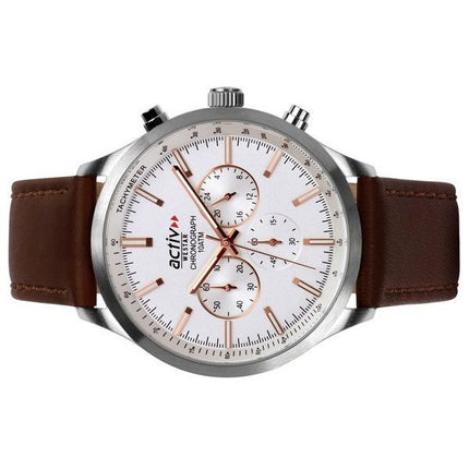 Montre pour homme Westar Activ Chronograph Bracelet en cuir Cadran argenté Quartz 90243STN627 100M
