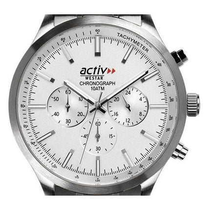 Montre pour homme Westar Activ Chronograph en acier inoxydable avec cadran argenté et quartz 90244STN107 100M