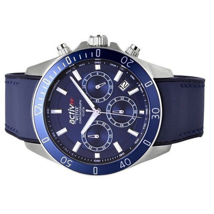 Montre pour homme Westar Activ Chronograph Bracelet en cuir Cadran bleu Quartz 90245STN144 100M