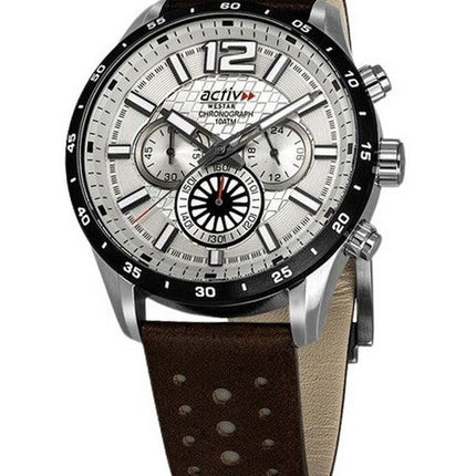 Montre pour homme Westar Activ Chronograph Bracelet en cuir Cadran marron Quartz 90249SBN127 100M