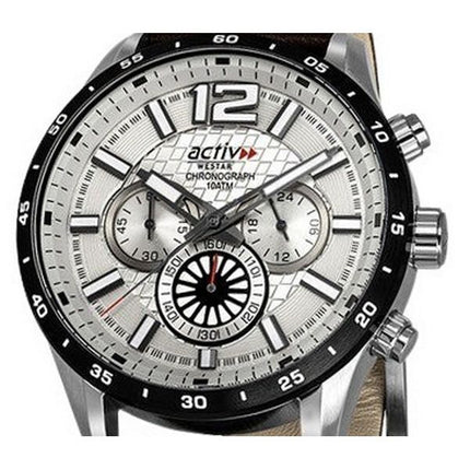 Montre pour homme Westar Activ Chronograph Bracelet en cuir Cadran marron Quartz 90249SBN127 100M