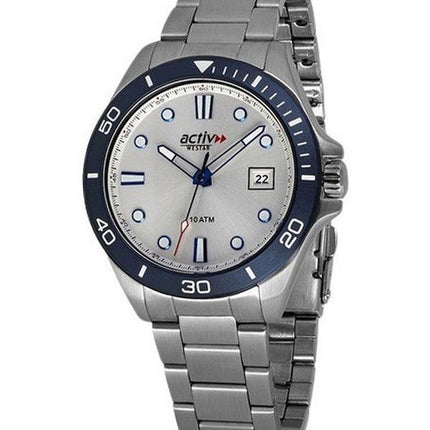 Montre pour homme Westar Activ Sports en acier inoxydable avec cadran argenté et quartz 90250SZN101 100M