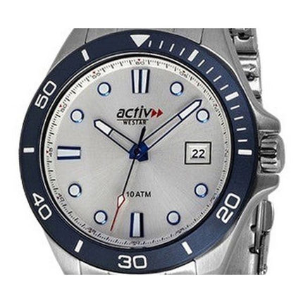 Montre pour homme Westar Activ Sports en acier inoxydable avec cadran argenté et quartz 90250SZN101 100M