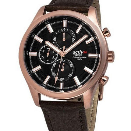 Montre pour homme Westar Activ Chronograph Bracelet en cuir Cadran noir Quartz 90253PPN623 100M