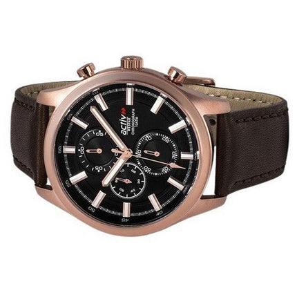 Montre pour homme Westar Activ Chronograph Bracelet en cuir Cadran noir Quartz 90253PPN623 100M
