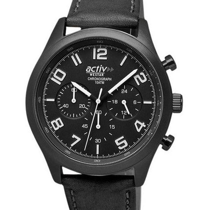 Montre pour homme Westar Activ Chronograph Bracelet en cuir Cadran noir Quartz 90261GGN103 100M