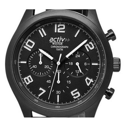 Montre pour homme Westar Activ Chronograph Bracelet en cuir Cadran noir Quartz 90261GGN103 100M