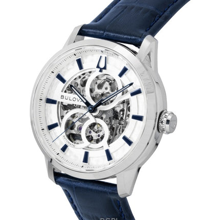 Montre homme Bulova Sutton à bracelet en cuir argenté squelette automatique 96A330