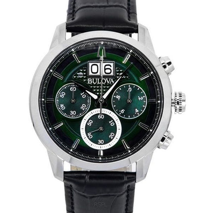 Bulova Sutton Classic Chronographe Bracelet en cuir Cadran vert Quartz 96B310 Montre pour homme