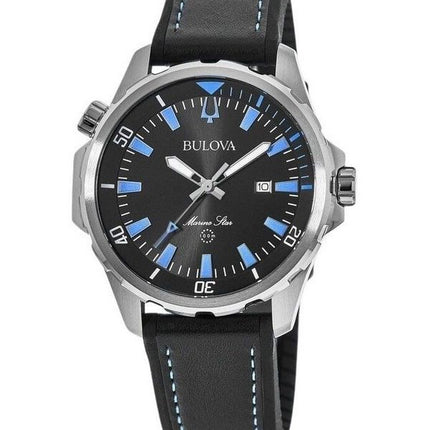 Montre pour homme Bulova Marine Star avec bracelet en silicone et cadran noir 96B337 100M