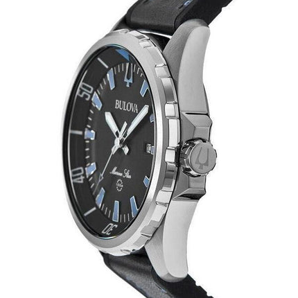 Montre pour homme Bulova Marine Star avec bracelet en silicone et cadran noir 96B337 100M