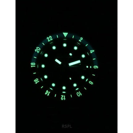 Montre de plongée automatique Bulova Oceanographer GMT en acier inoxydable avec cadran bleu 96B405 200M pour homme