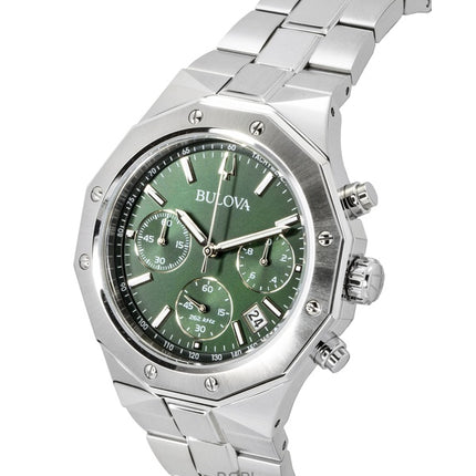Montre homme Bulova Octagon Prestige Chronographe Acier inoxydable Cadran vert Quartz 96B409 100M