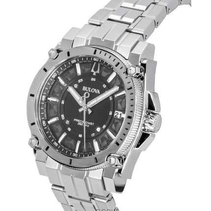 Montre Bulova Icon Precisionist pour homme, acier inoxydable, cadran noir, quartz, 96B417, 100 m