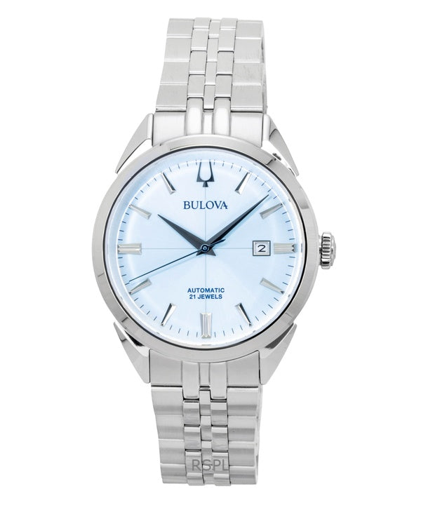Montre homme Bulova Sutton 96B423, cadran bleu glacier, automatique, en acier inoxydable