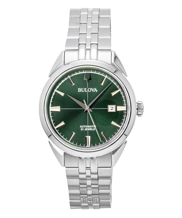 Montre homme Bulova Sutton 96B424, cadran vert, automatique, en acier inoxydable
