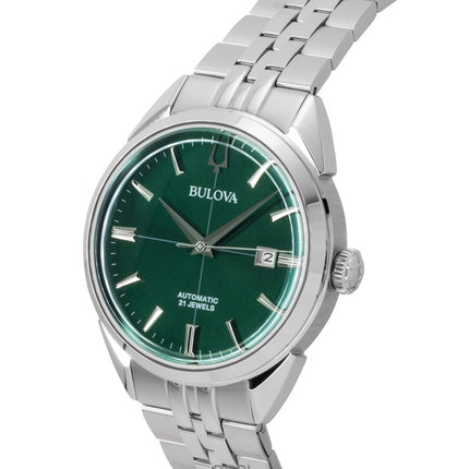 Montre homme Bulova Sutton 96B424, cadran vert, automatique, en acier inoxydable