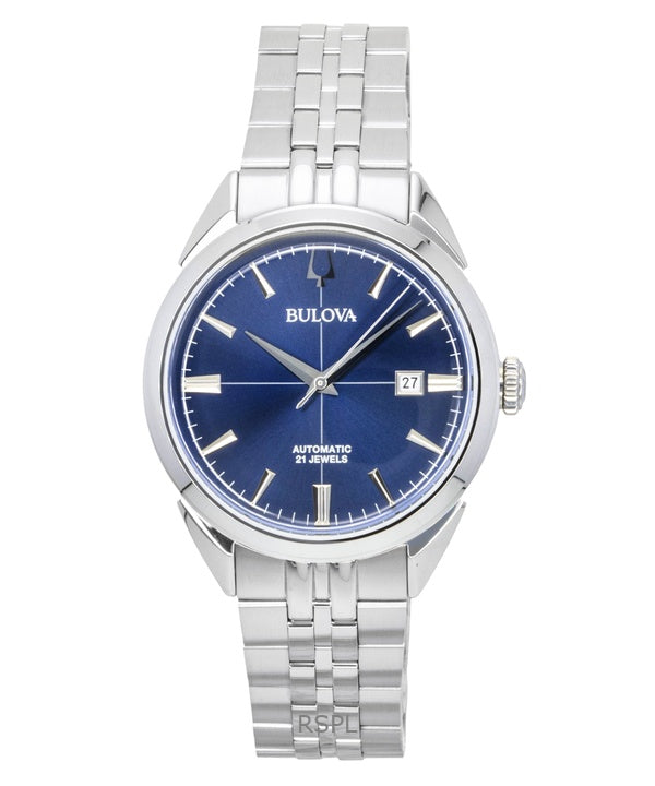 Montre homme Bulova Sutton 96B425, cadran bleu, automatique, en acier inoxydable