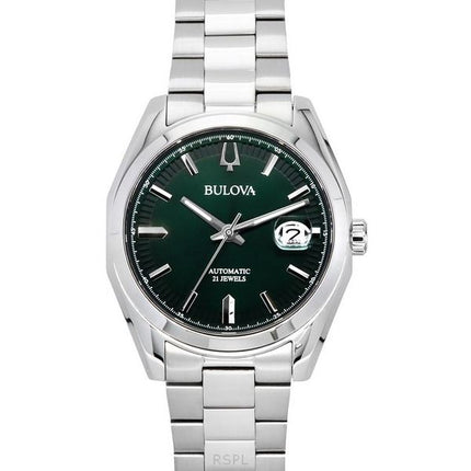 Montre automatique pour homme Bulova Surveyor en acier inoxydable avec cadran vert 96B429