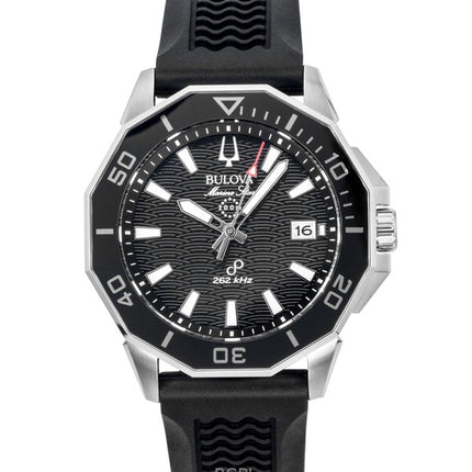 Montre homme Bulova Marine Star Precisionist, bracelet en silicone, cadran noir, mouvement à quartz, étanche à 200 m (référence 96B432).