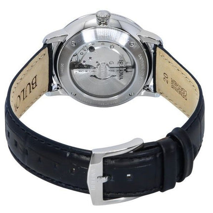 Montre Homme Bulova Analogique Hudson Bracelet Cuir Cadran Noir Automatique 96B441