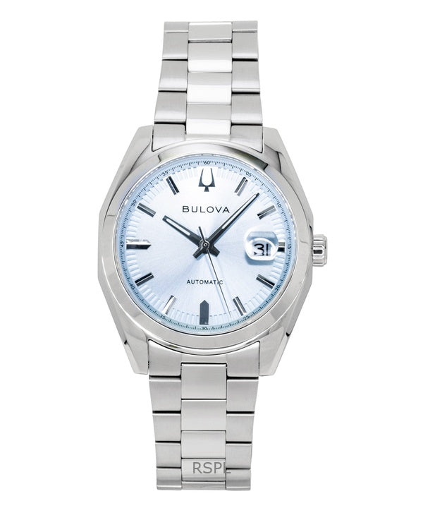 Montre homme Bulova Surveyor en acier inoxydable bleu clair automatique 96B469