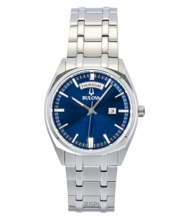 Montre homme Bulova Surveyor Classic en acier inoxydable, cadran bleu, mouvement à quartz 96C125