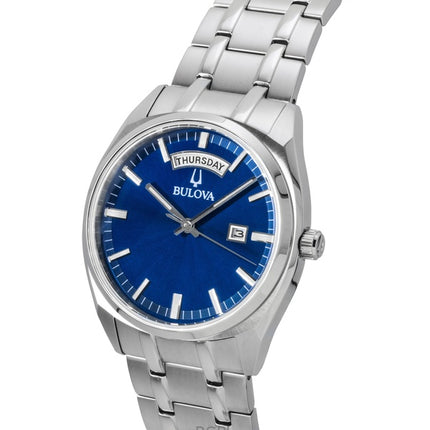 Montre homme Bulova Surveyor Classic en acier inoxydable, cadran bleu, mouvement à quartz 96C125