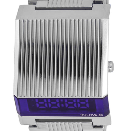 Montre homme Bulova Computron Archive Series en acier inoxydable, cadran bleu, mouvement à quartz 96C139, remise à neuf