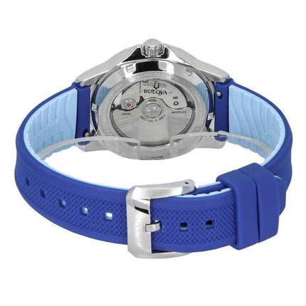 Montre pour femme Bulova Marine Star avec bracelet en silicone et cadran en nacre automatique 96L324 100M